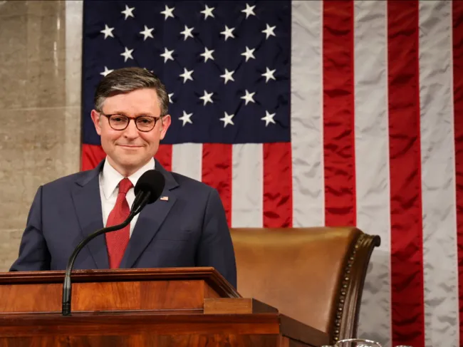 Mike Johnson after winning back the role of Speaker of the House